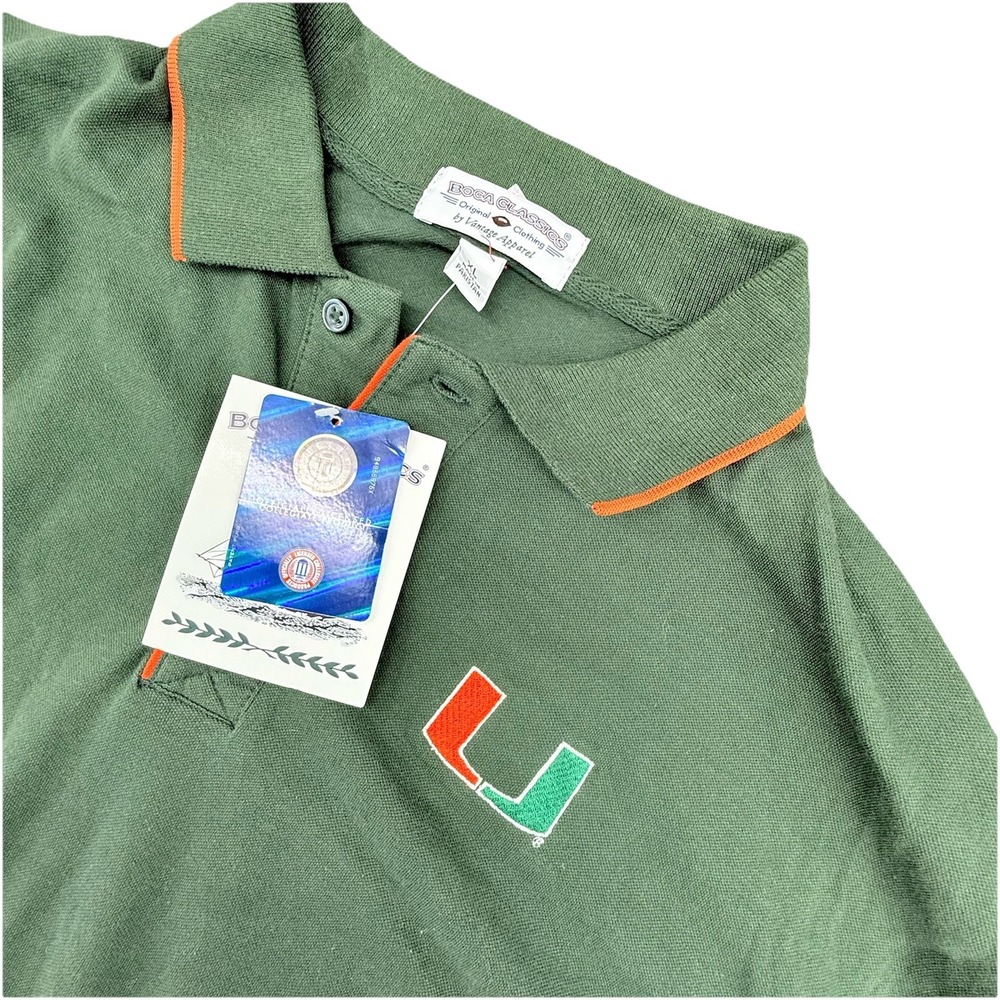 New‎ Boca Classics Men's Miami Hurricanes Polo Shirt XL Short Sleeve Green